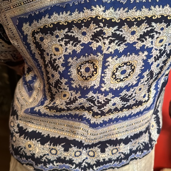 Zara women printed silk double breasted padded shoulder jacket S - Picture 10 of 13